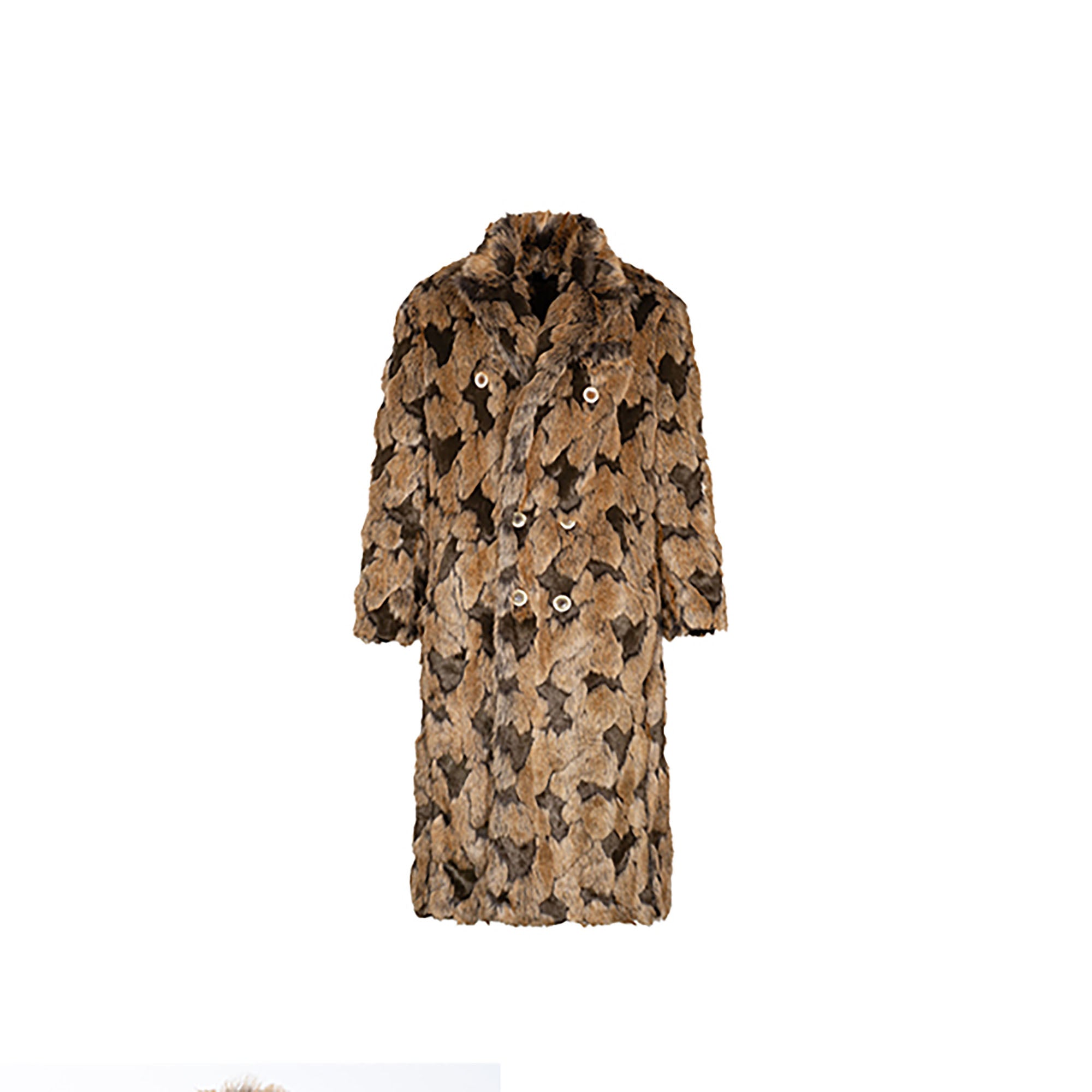 TUIMU Leopard Faux Mink Double-Breasted Coat