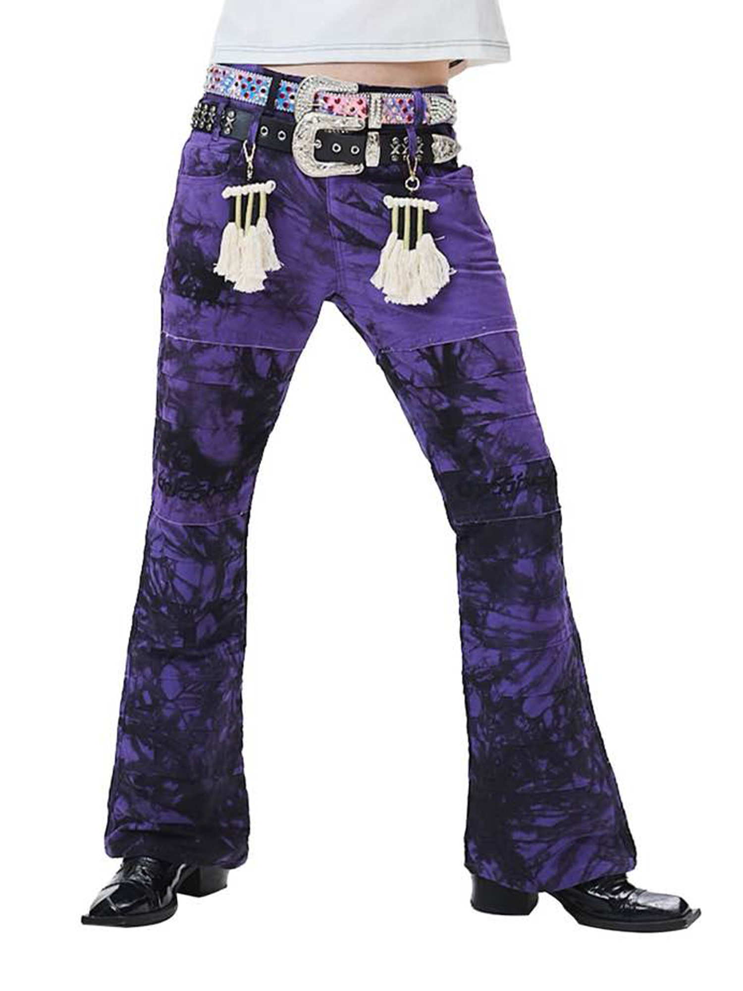 ERISSTOFF Tie-Dye Dual-Waist Flared Jeans