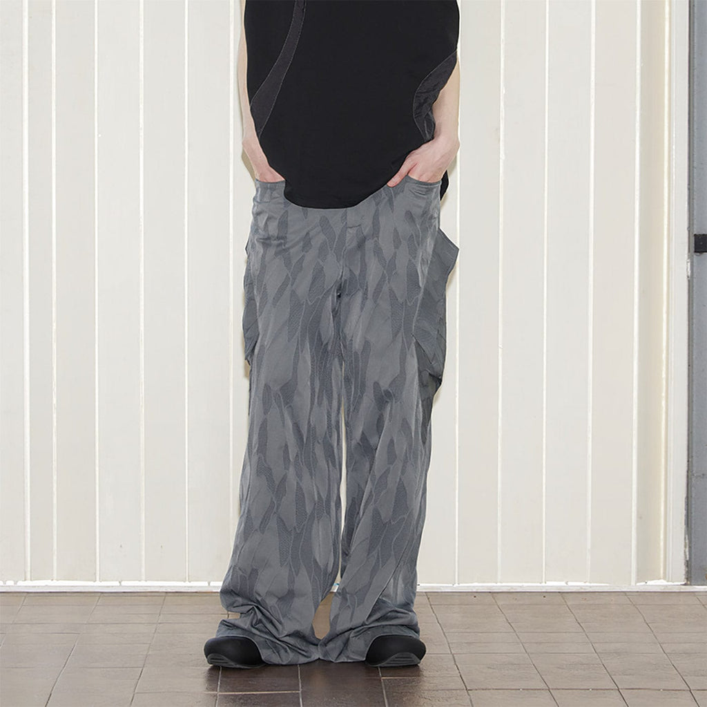 49PERCENT LABELROOM Grey Camo Cargo Pants, premium urban and streetwear designers apparel on PROJECTISR.com, 49PERCENT