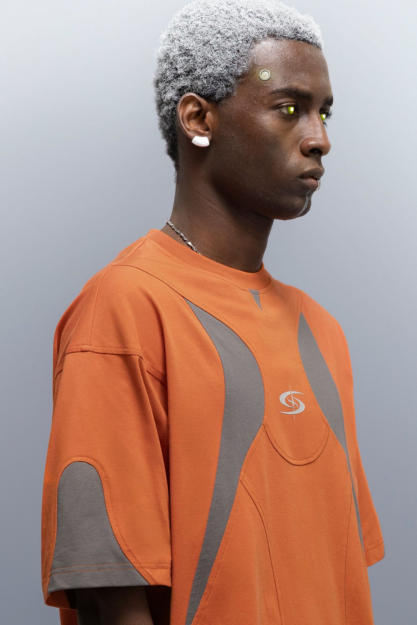 XIPHEVIL Curve Spliced Quick-Dry Sorona T-Shirt Orange
