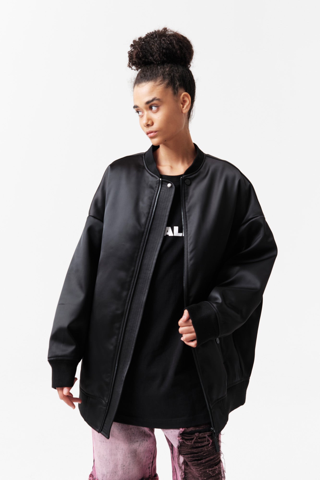 VANN VALRENCE Satin Oversized Down Bomber