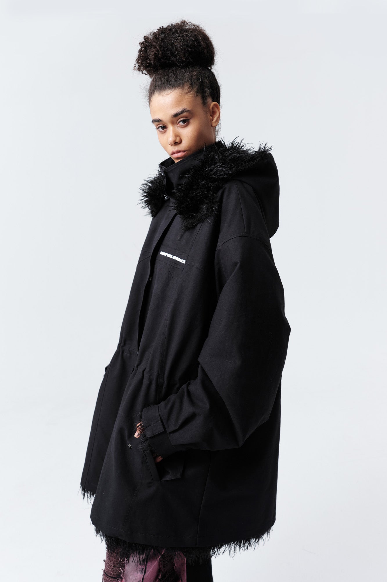 VANN VALRENCE Detachable Hood Faux-Fur Collar Parka
