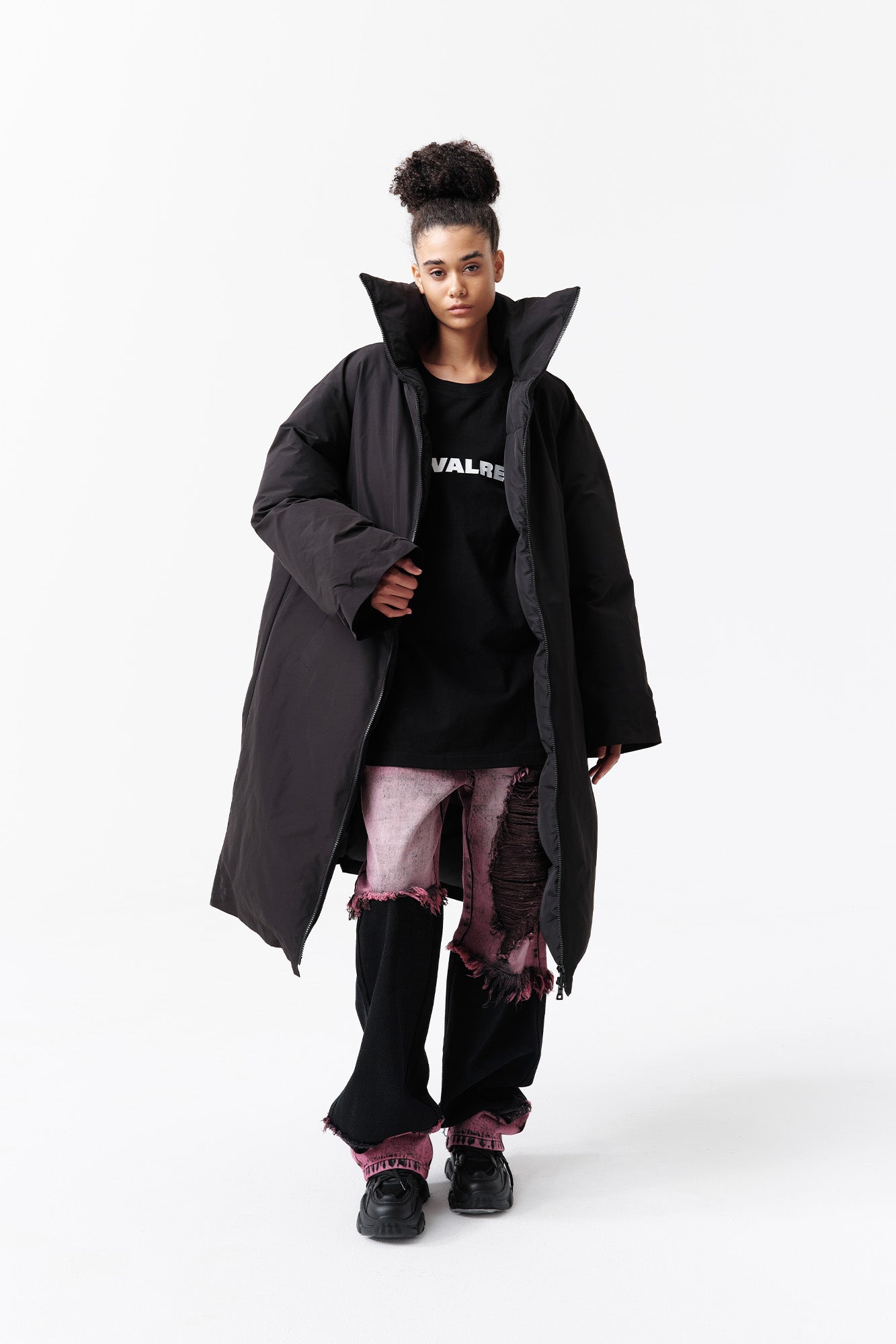 VANN VALRENCE High-Neck Oversized Long Down Coat