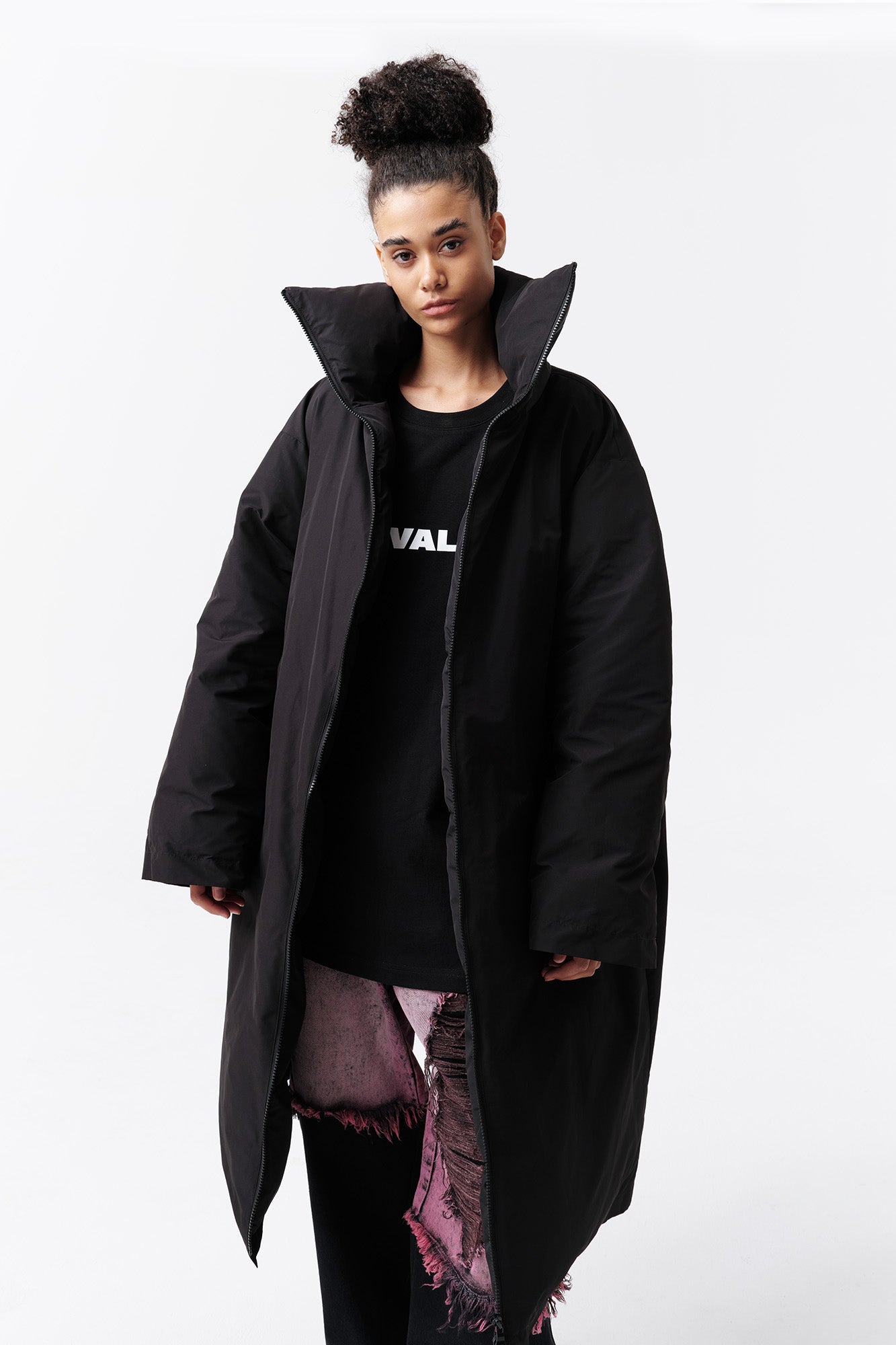 VANN VALRENCE High-Neck Oversized Long Down Coat