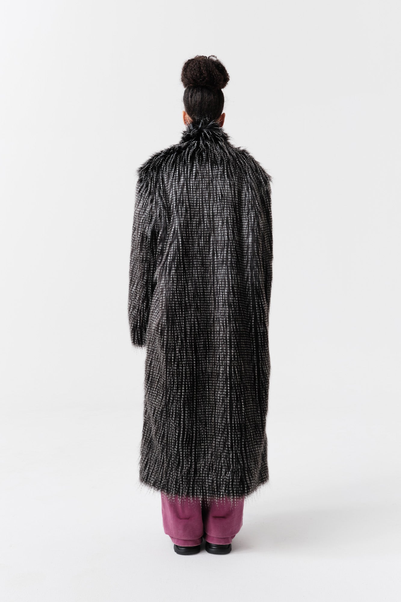VANN VALRENCE Shaggy Layered Faux Fur Long Coat