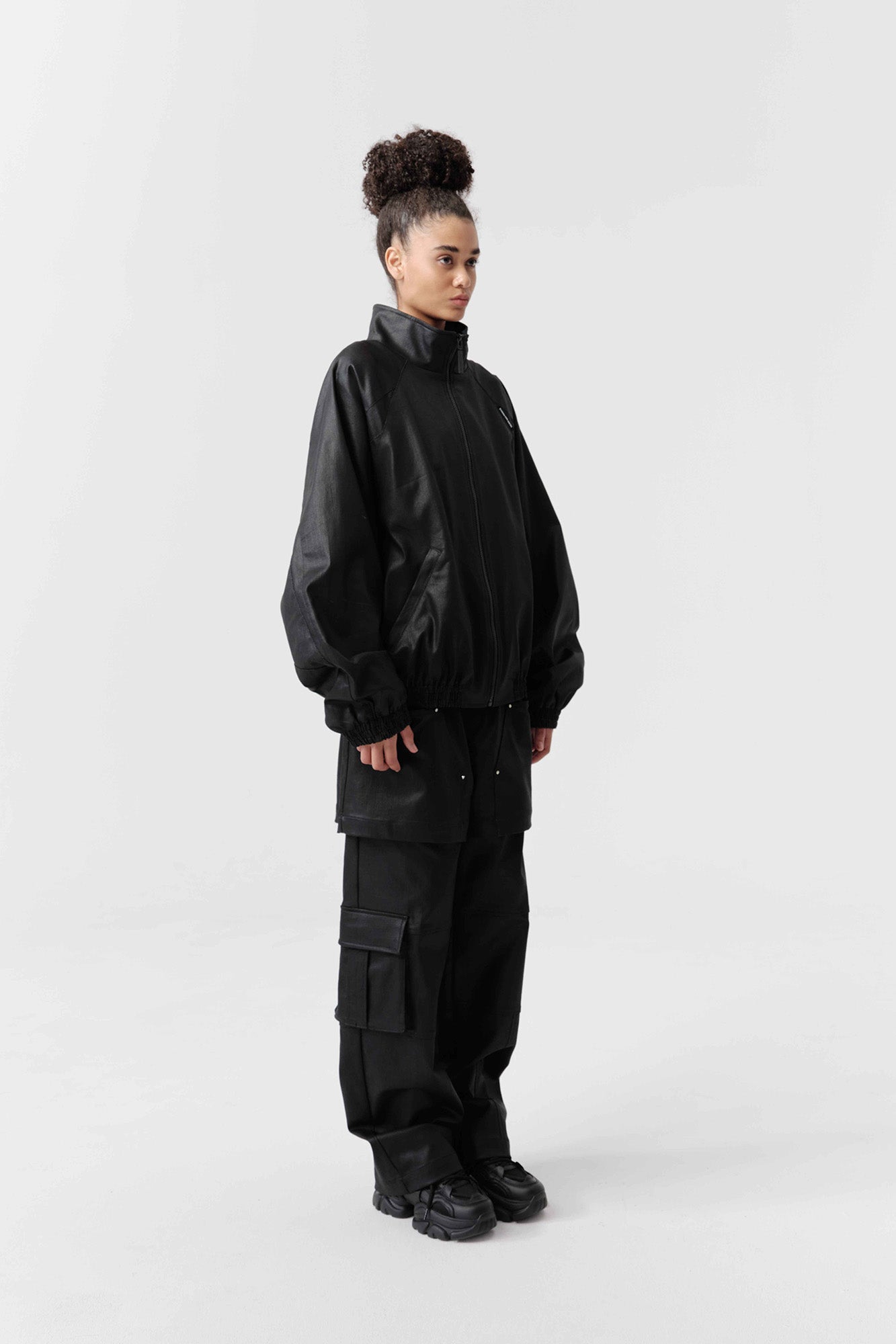 VANN VALRENCE Rivet Layered Coated Denim Pants