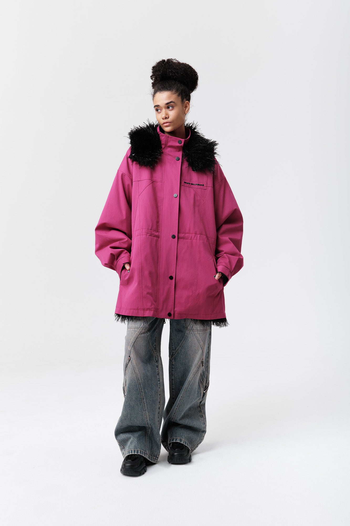 VANN VALRENCE Detachable Hood Faux-Fur Collar Parka