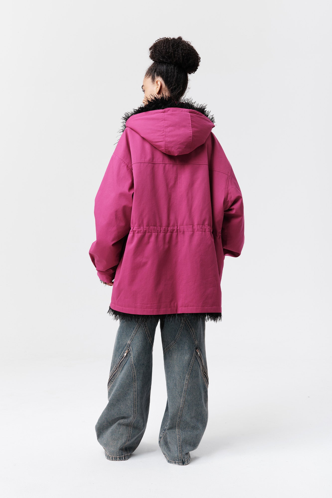 VANN VALRENCE Detachable Hood Faux-Fur Collar Parka