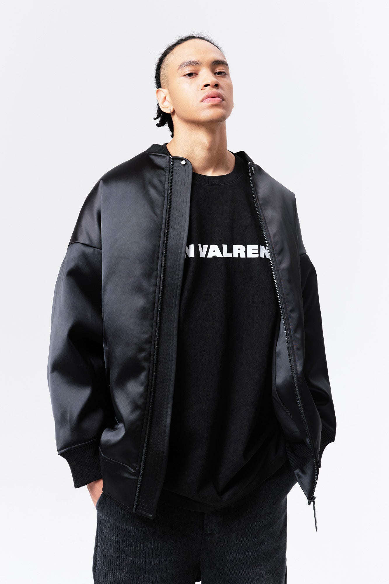 VANN VALRENCE Satin Oversized Down Bomber