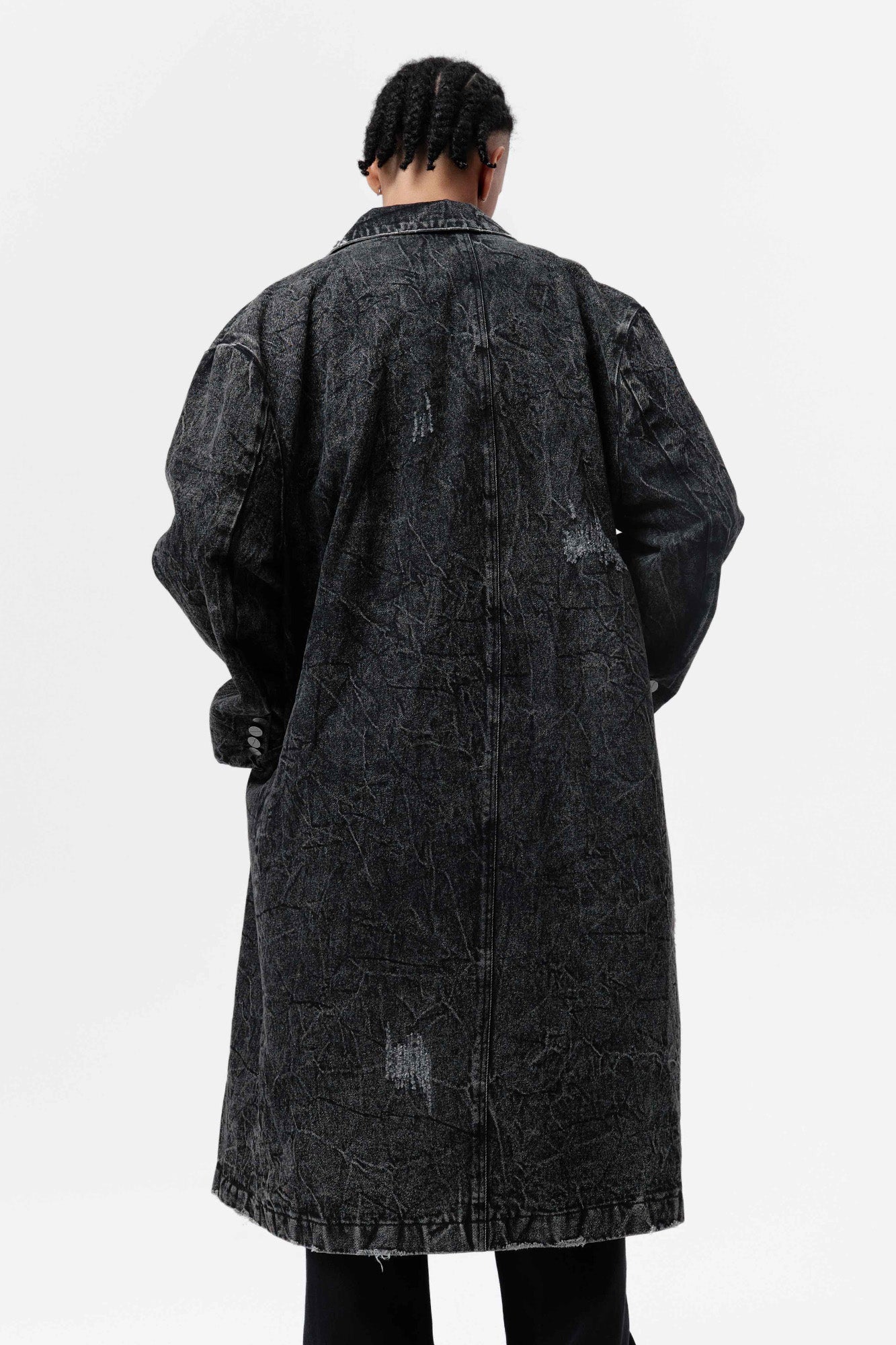 VANN VALRENCE Distressed Washed Denim Coat