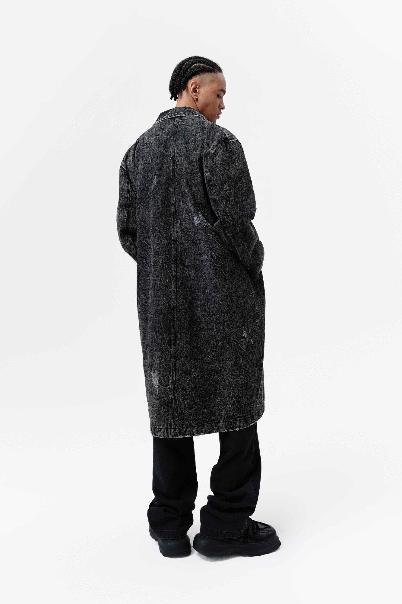 VANN VALRENCE Distressed Washed Denim Coat