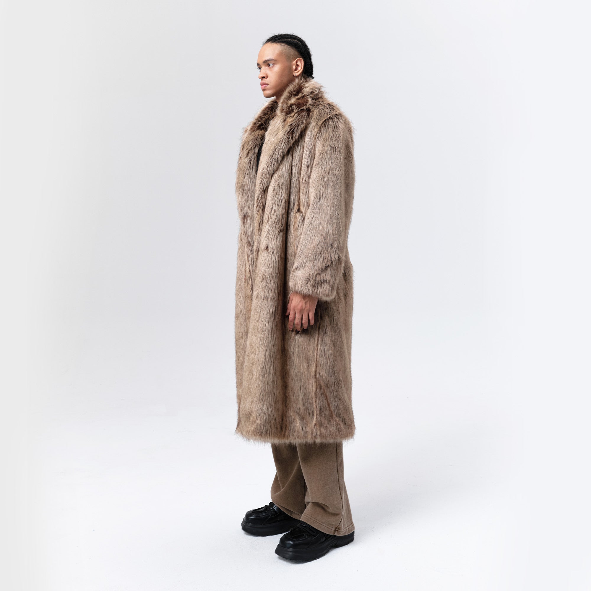 VANN VALRENCE Waxed Faux Fur Maxi Coat