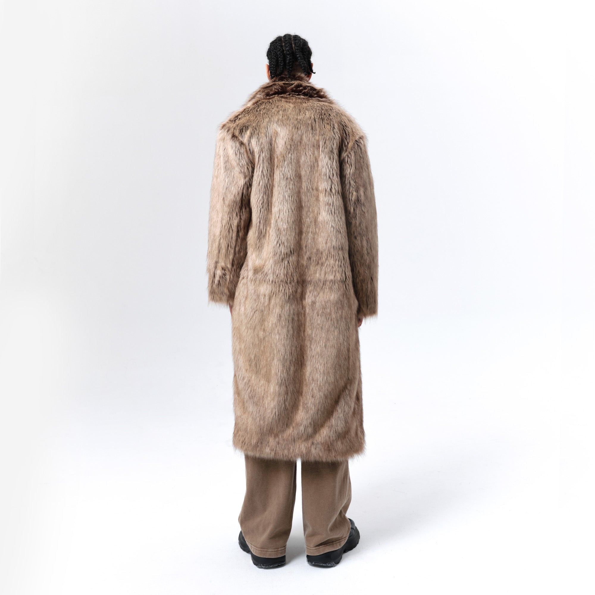 VANN VALRENCE Waxed Faux Fur Maxi Coat