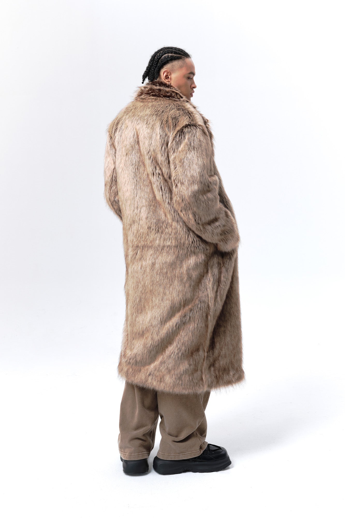 VANN VALRENCE Waxed Faux Fur Maxi Coat