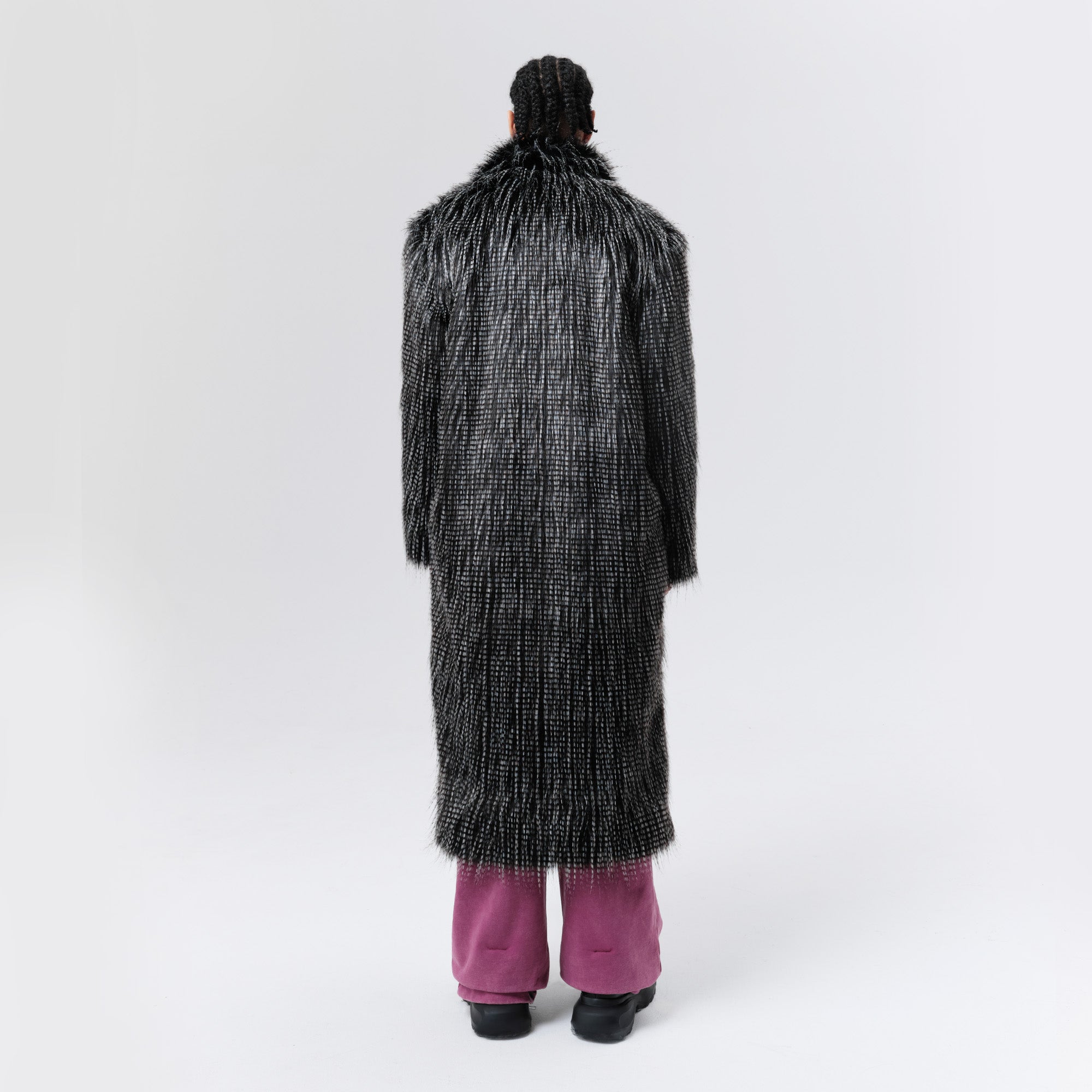 VANN VALRENCE Shaggy Layered Faux Fur Long Coat