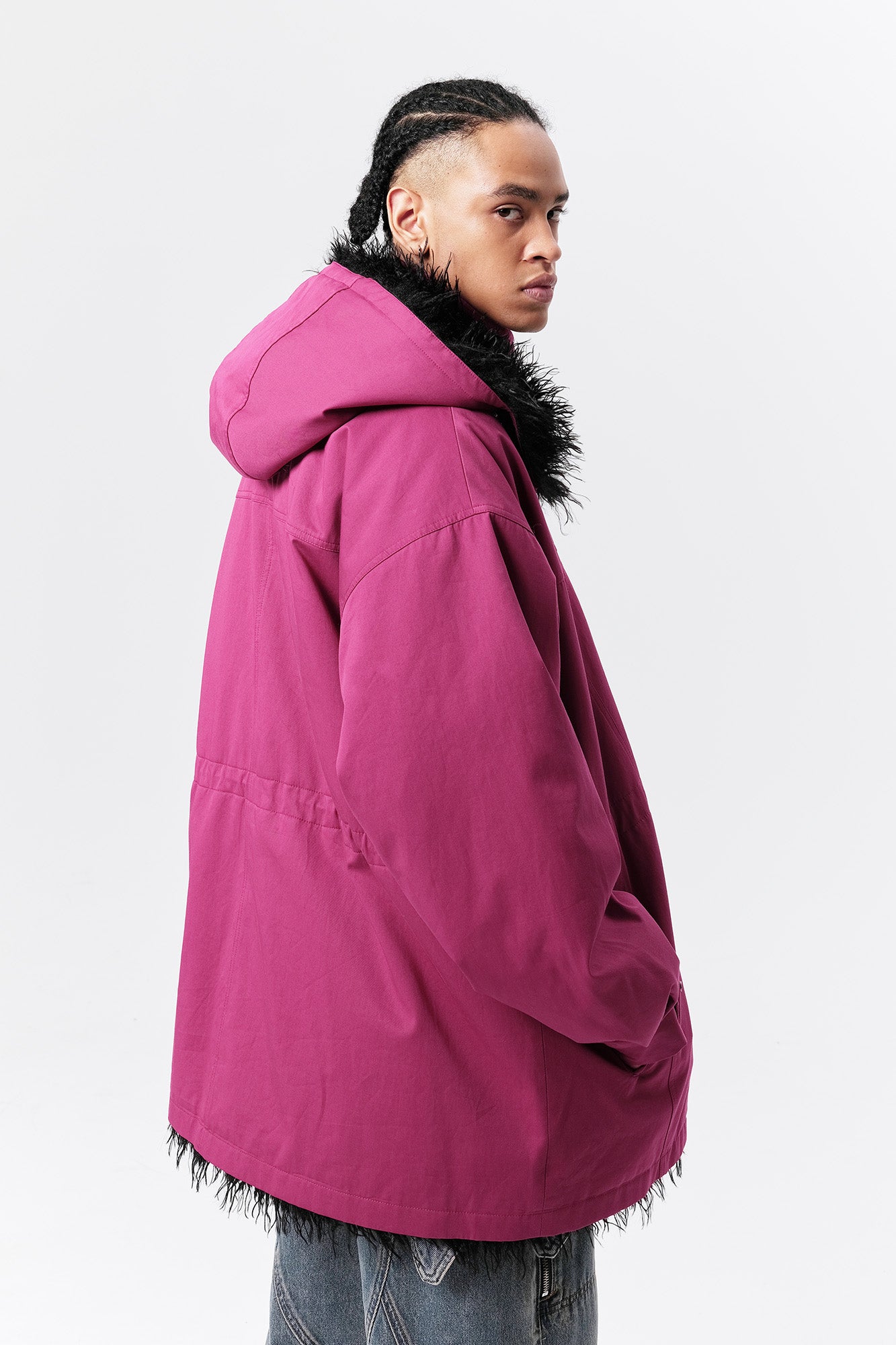 VANN VALRENCE Detachable Hood Faux-Fur Collar Parka