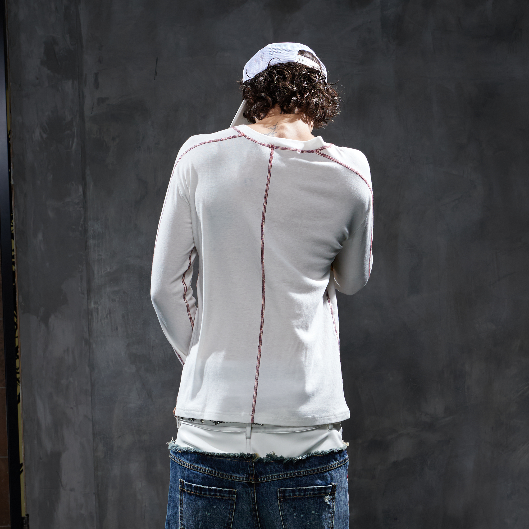 DND4DES Opium Graphic Slim Wool-Blend Long-Sleeve Tee