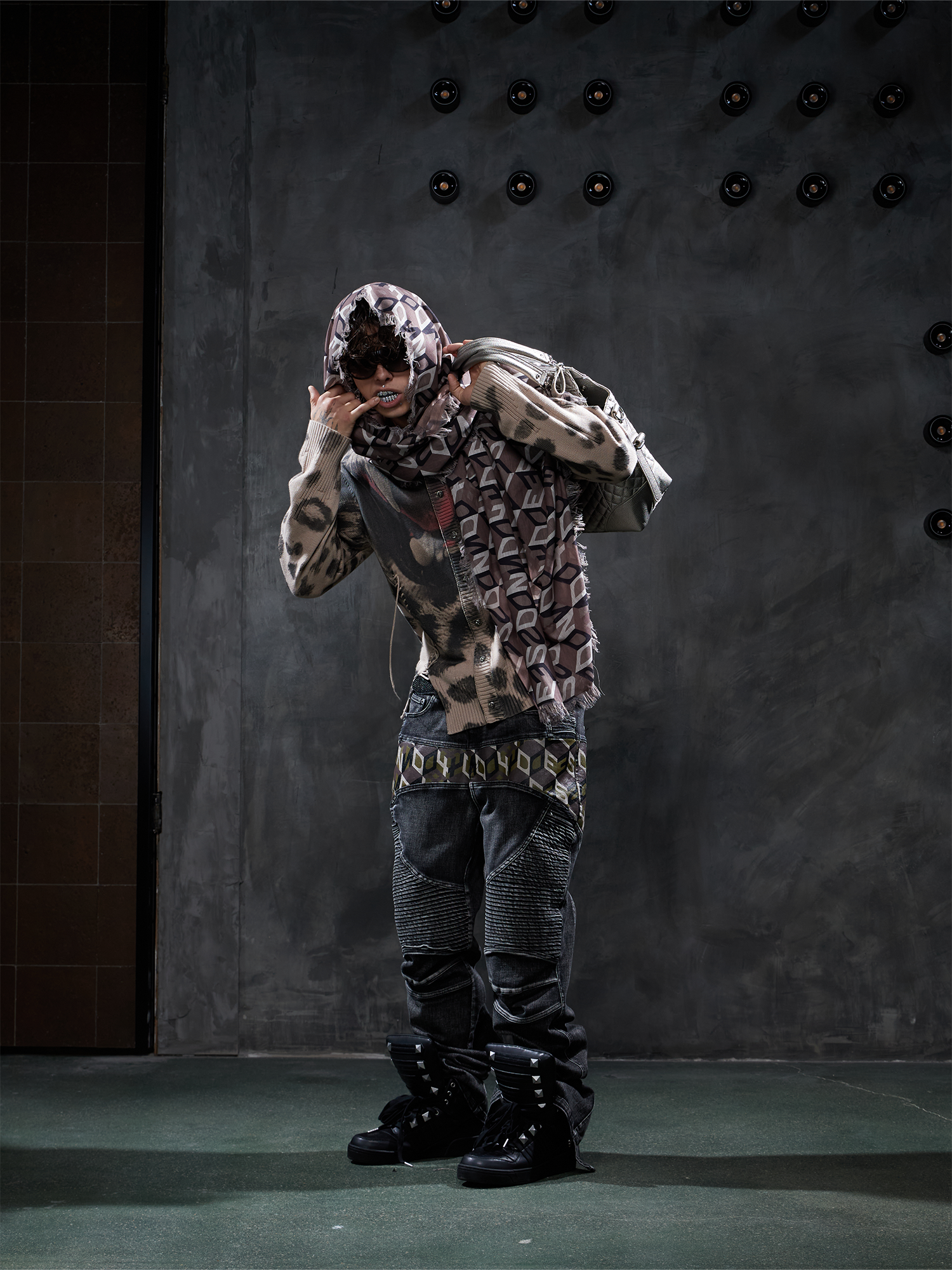 DND4DES Leopard Full-Print Oversized Cardigan