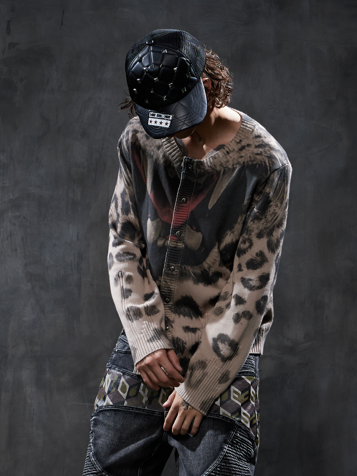 DND4DES Leopard Full-Print Oversized Cardigan