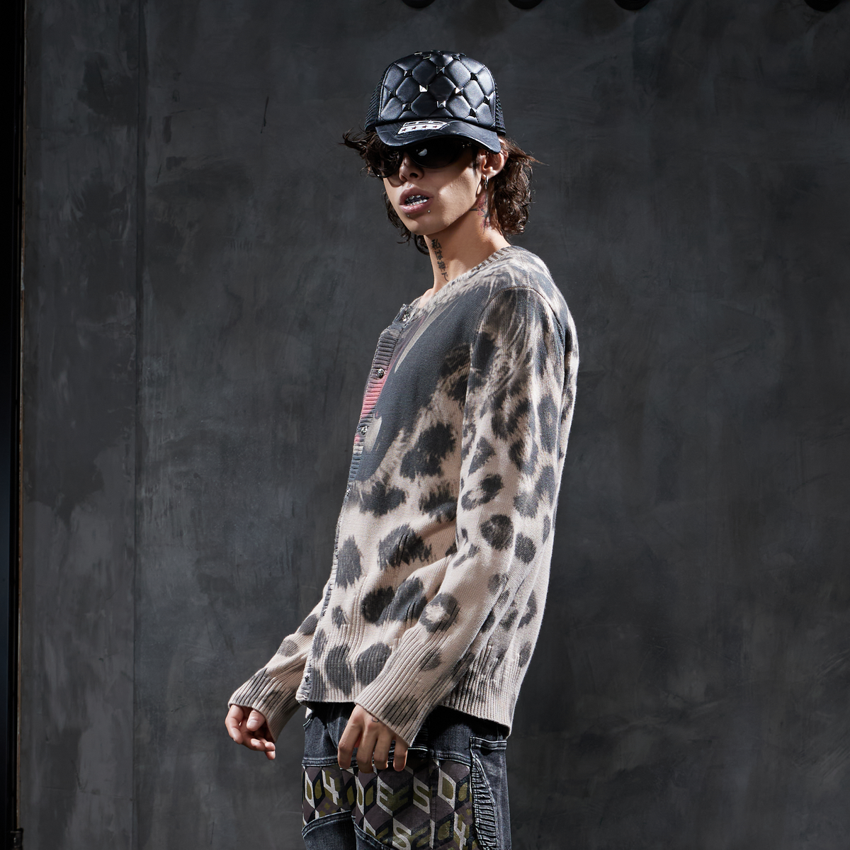 DND4DES Leopard Full-Print Oversized Cardigan