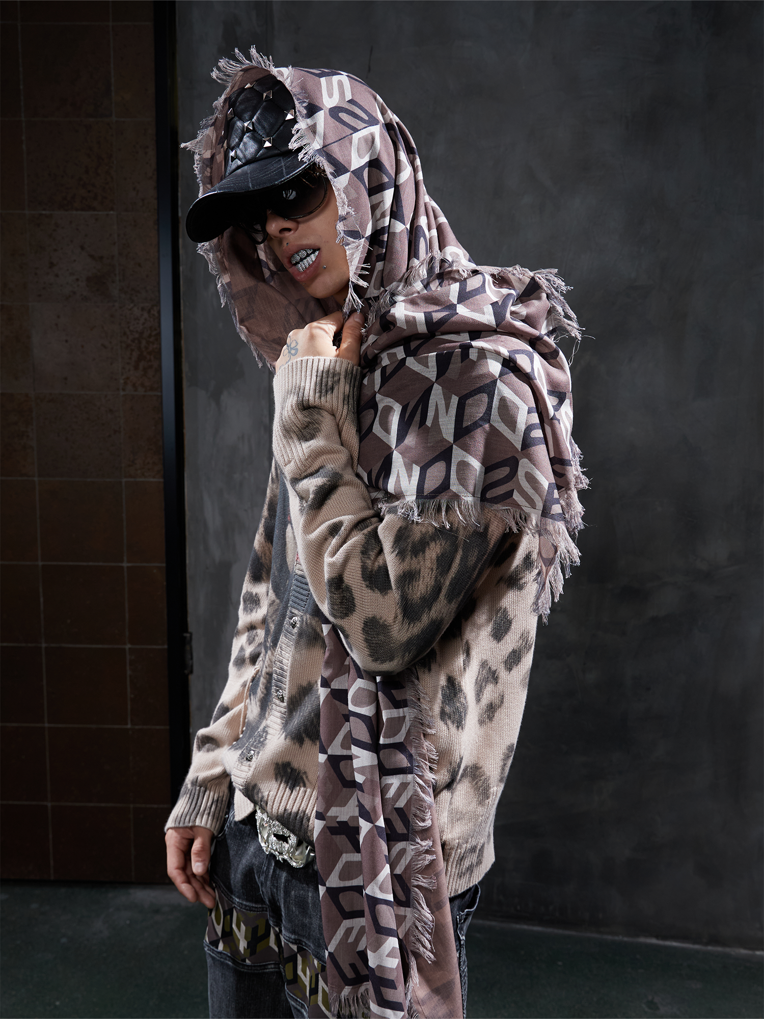 DND4DES Leopard Full-Print Oversized Cardigan