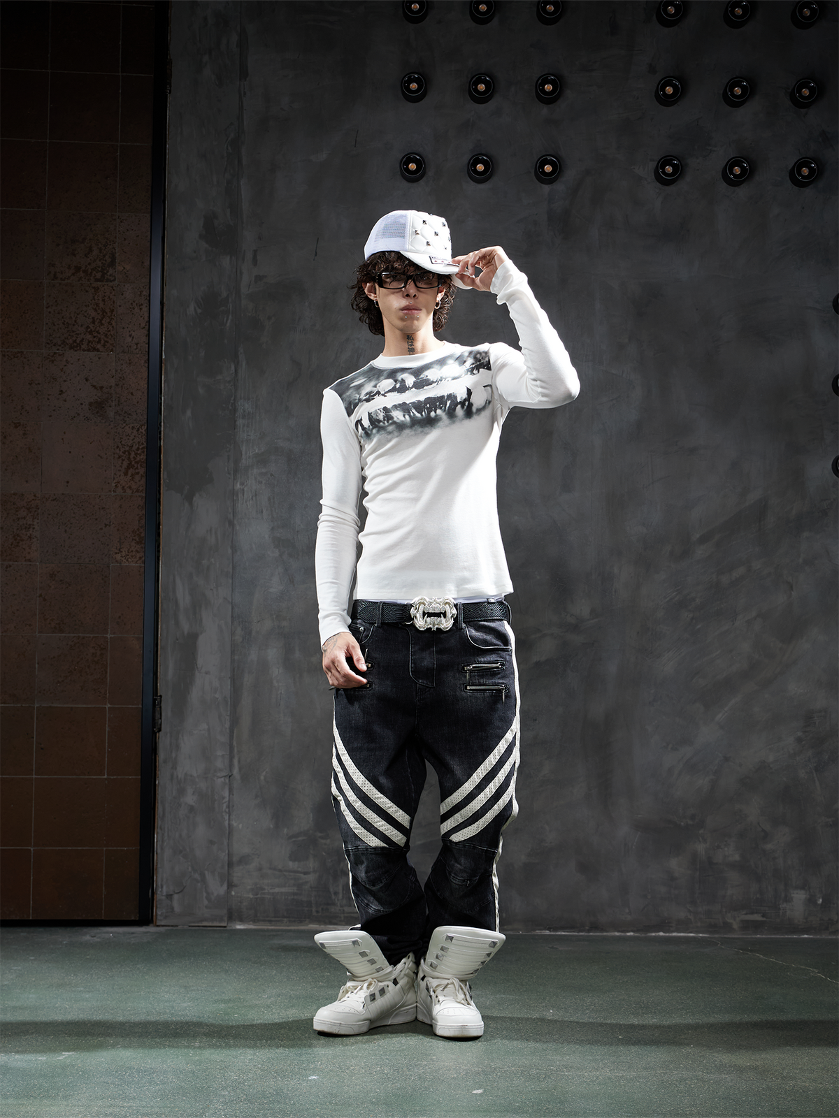 DND4DES Graphic Slim Wool-Blend Long-Sleeve Tee