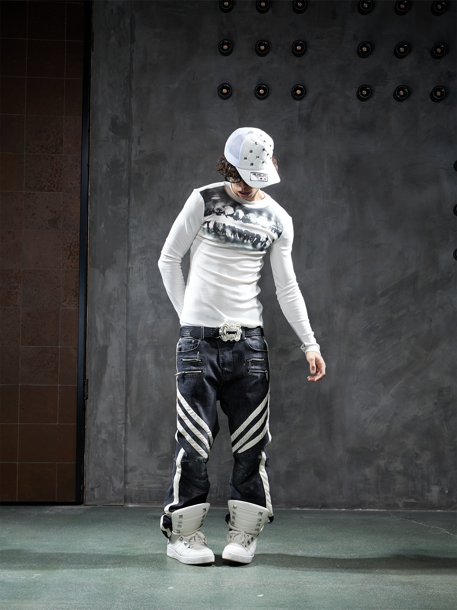 DND4DES Graphic Slim Wool-Blend Long-Sleeve Tee