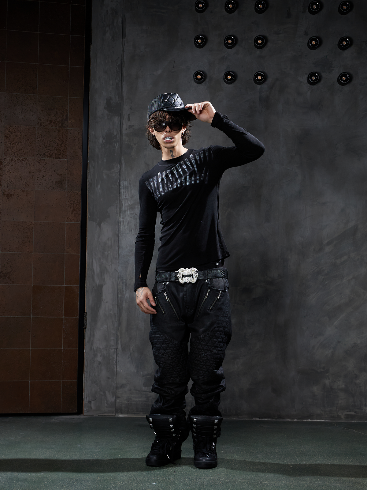 DND4DES Gothic Bullet Graphic Wool-Blend Long-Sleeve Tee