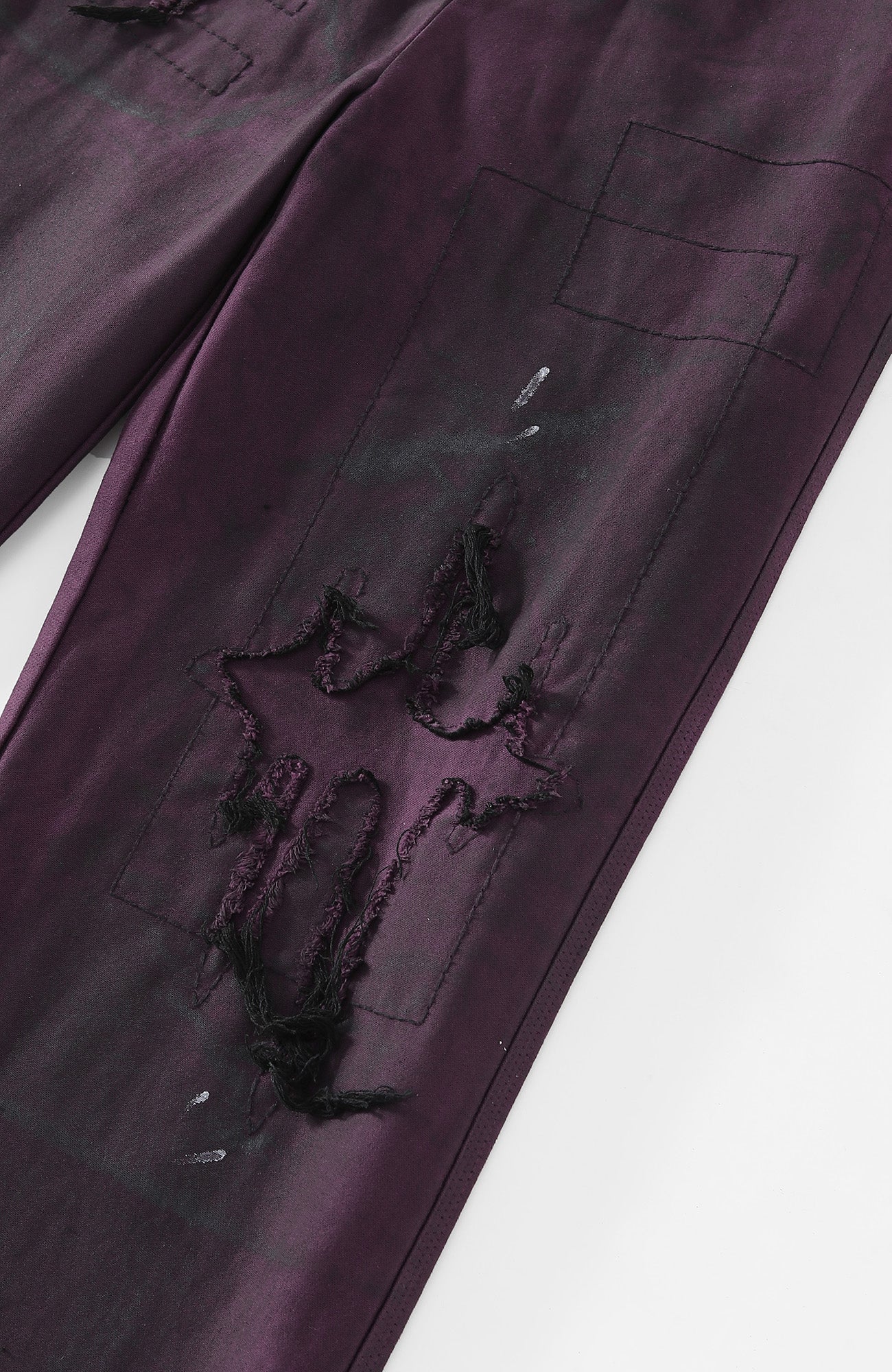 RICHILL Distressed Patchwork Moleskin Straight-Leg Pants, premium urban and streetwear designers apparel on PROJECTISR.com, RICHILL
