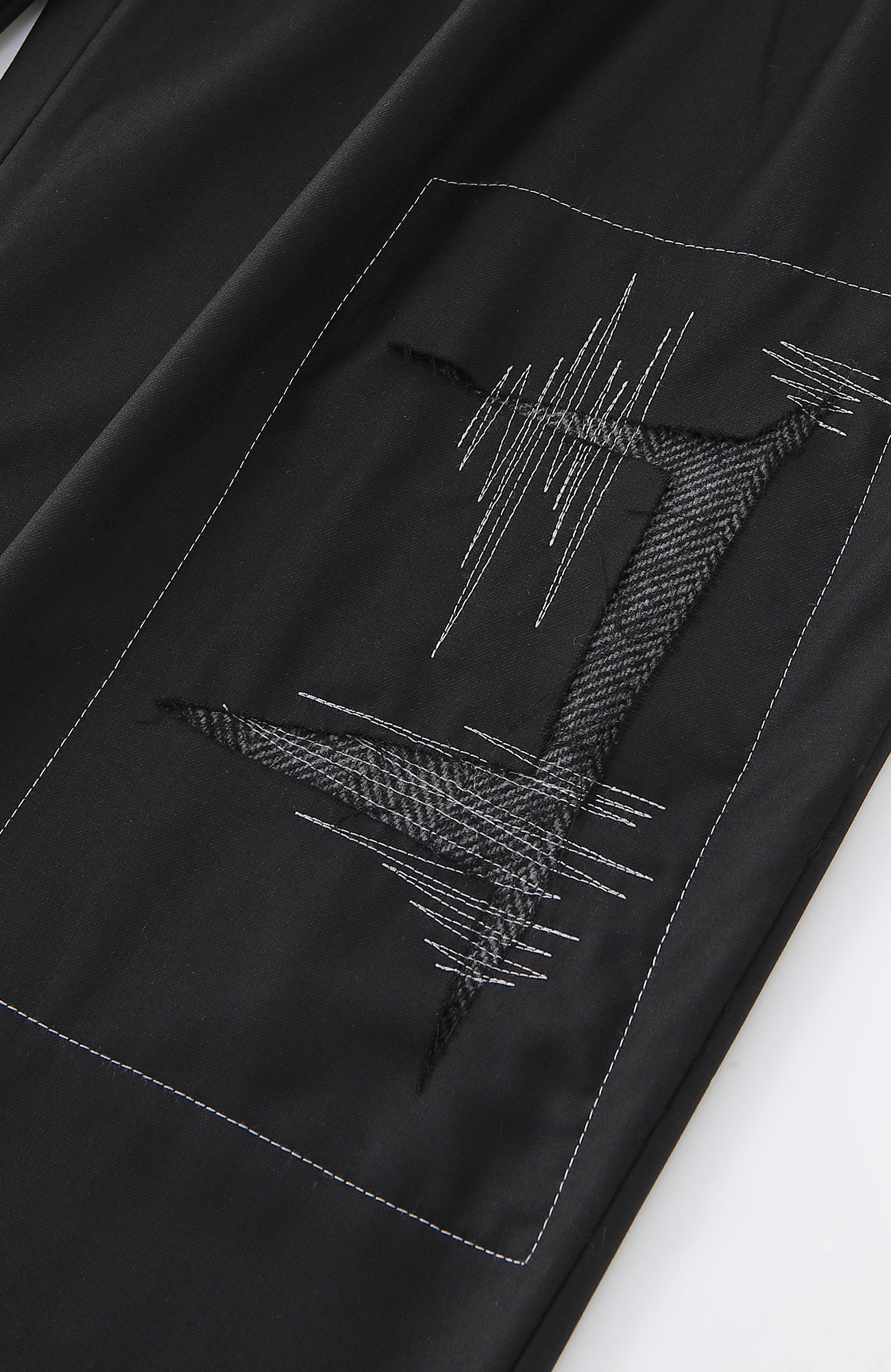 RICHILL Abstract Stitch Patch Wide-Leg Wool Trousers, premium urban and streetwear designers apparel on PROJECTISR.com, RICHILL