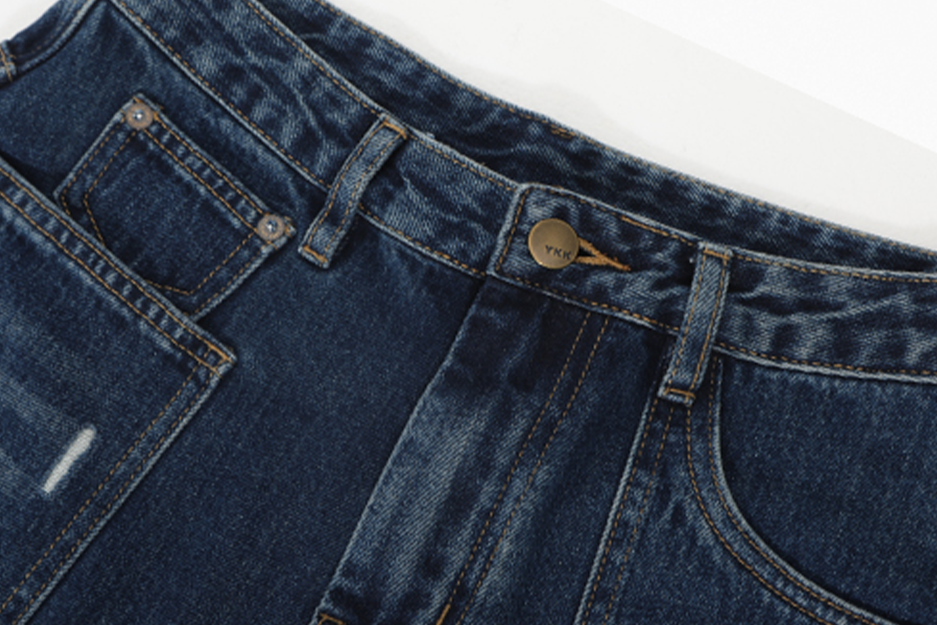 HAHAHA Washed Distressed Multi-Pocket Wide-Leg Jeans