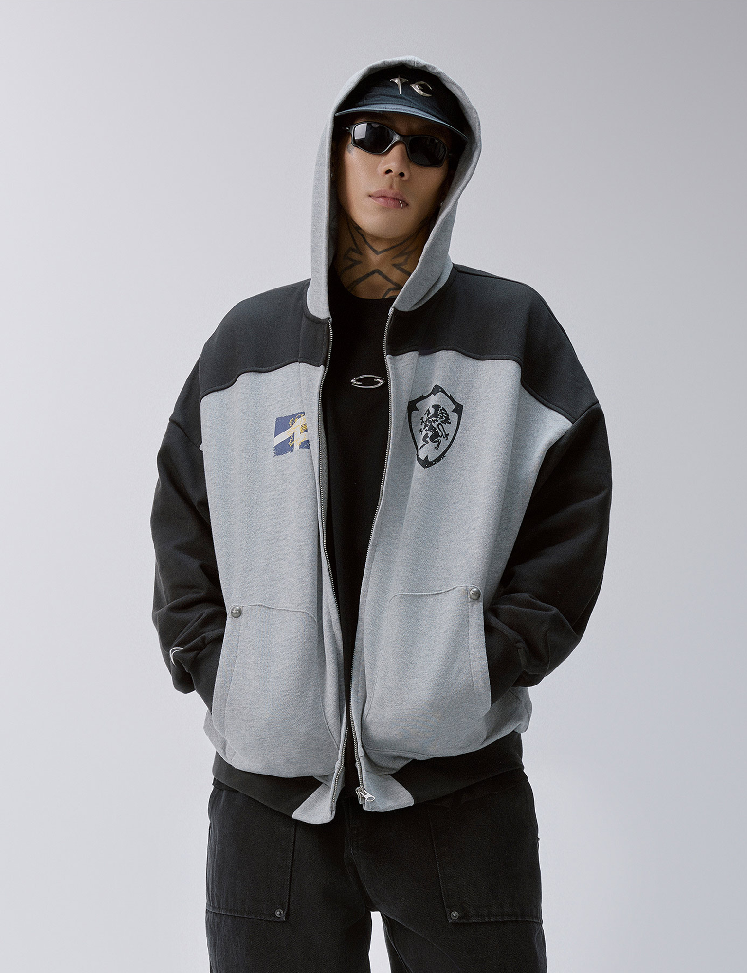 F2CE Contrast Panel Badge Graphic Hooded Jacket
