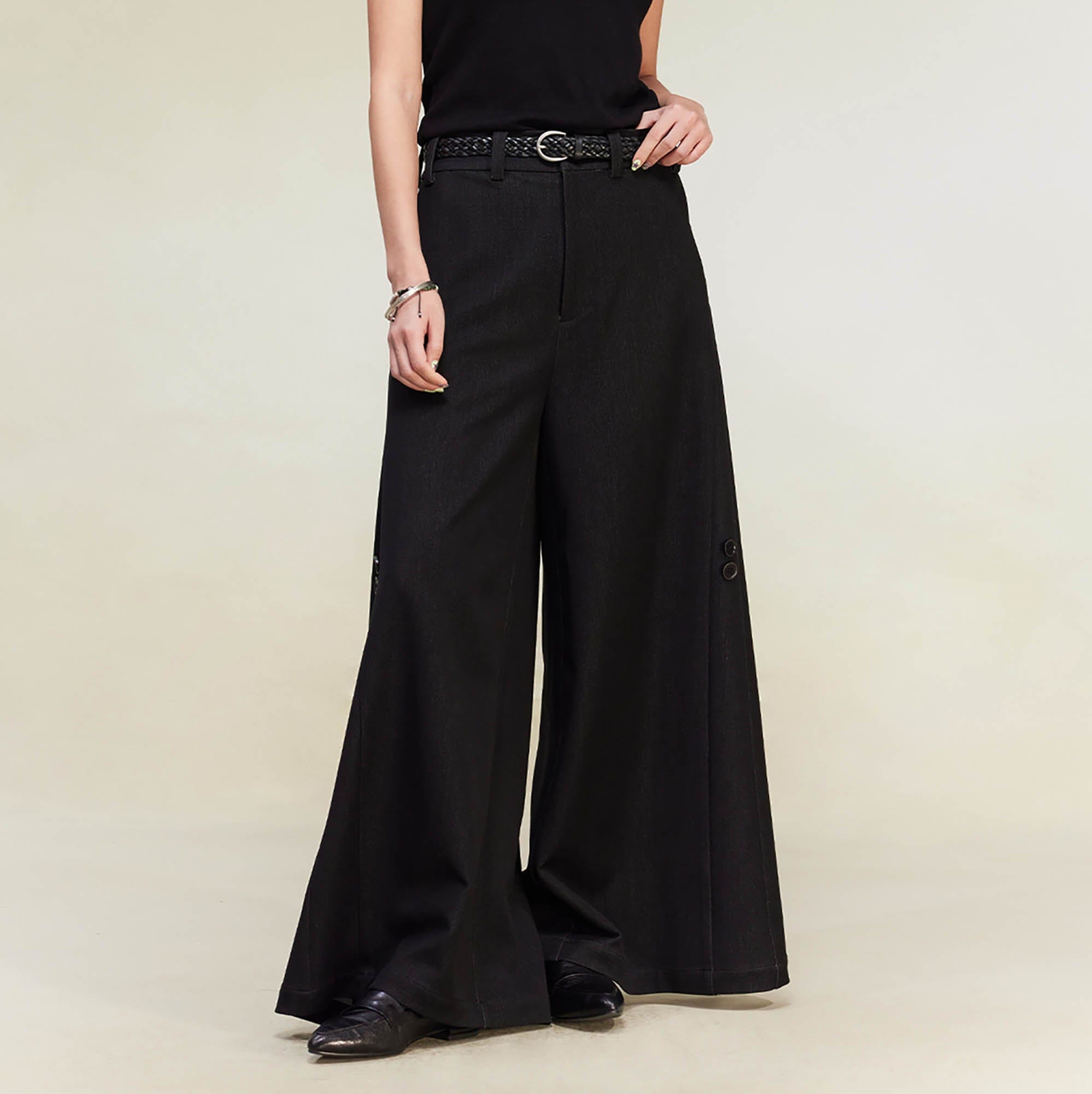 ALVNG AR ANTS Convertible Pleated A-Line Wide-Leg Pants