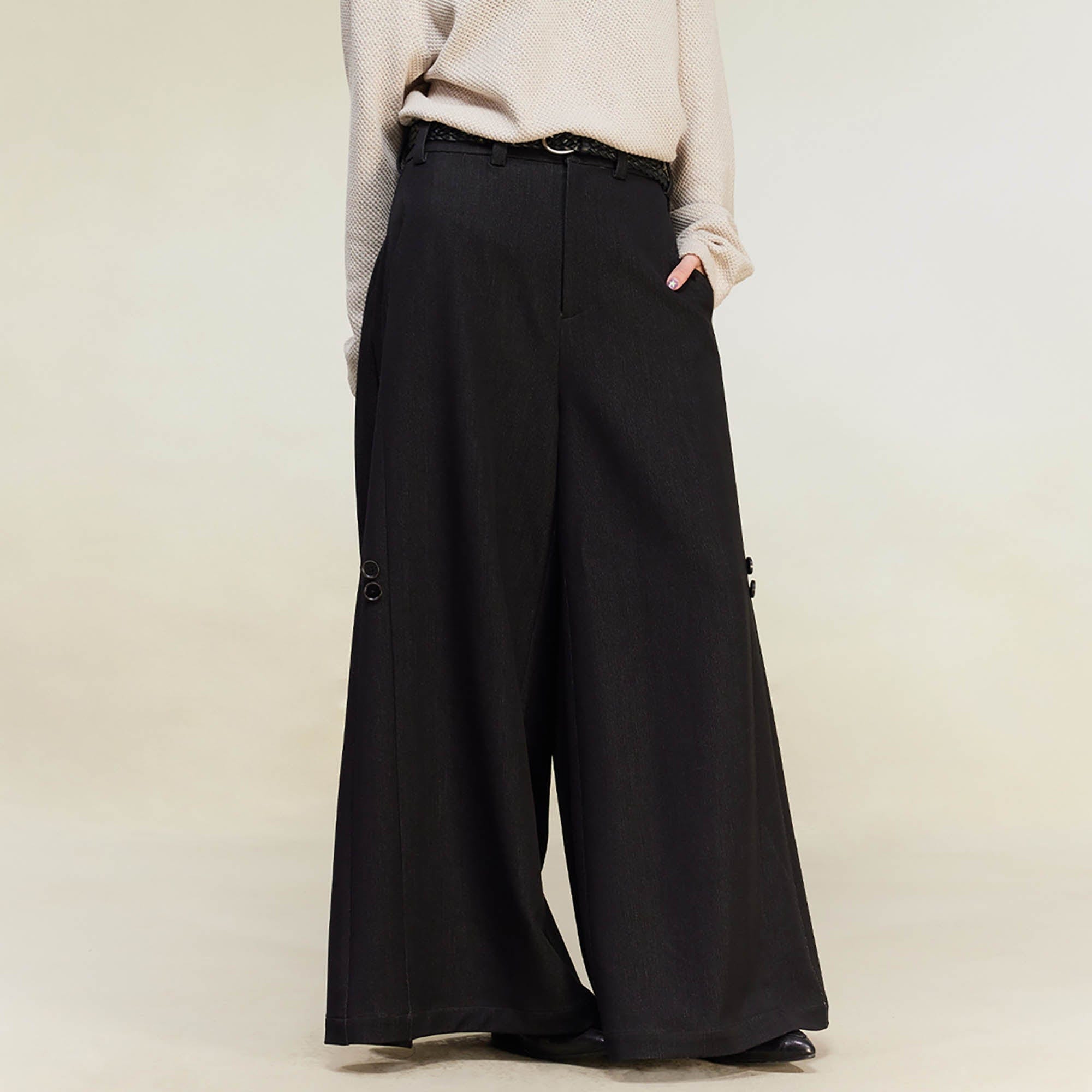 ALVNG AR ANTS Convertible Pleated A-Line Wide-Leg Pants