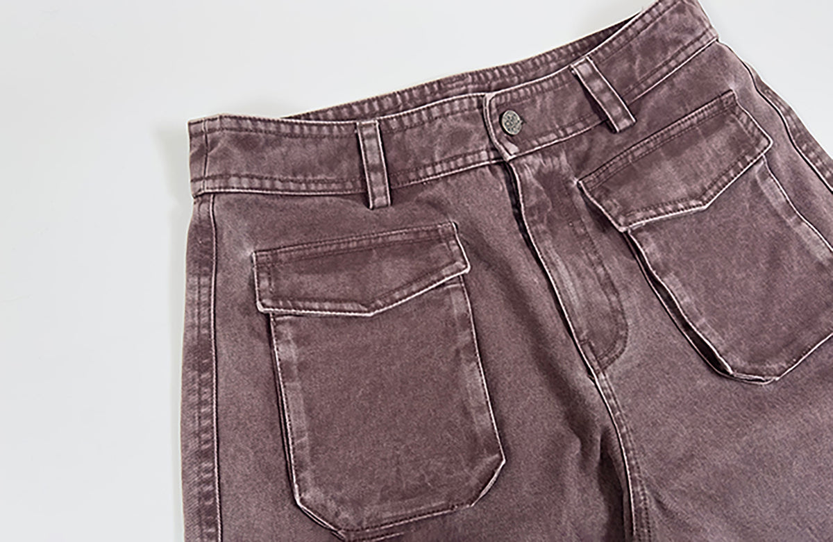 ELETEIZE Retro Washed Multi-Pocket Baggy Cargo Pants