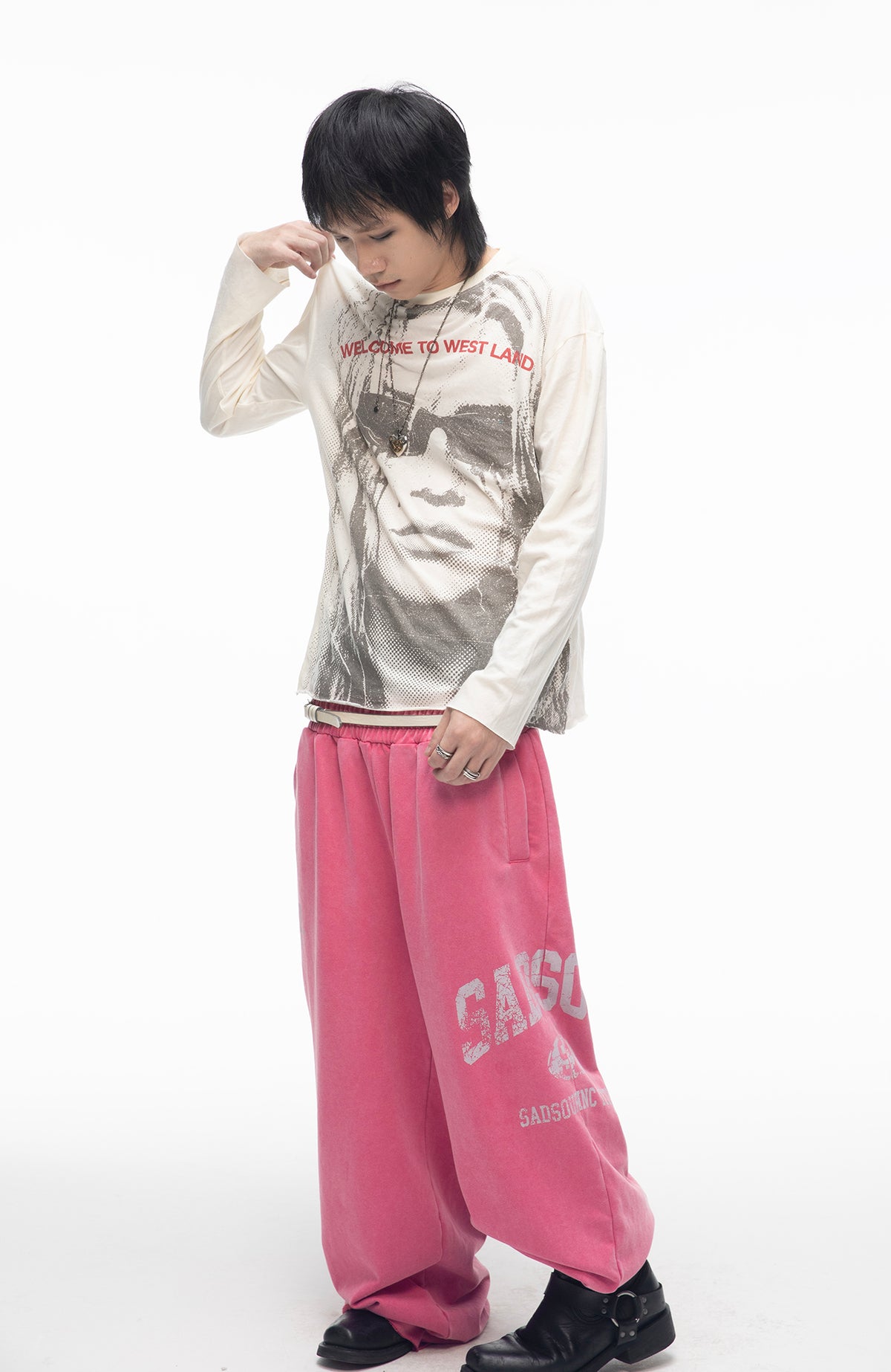 SADSOUP Retro Portrait Graphic Long-Sleeve Tee
