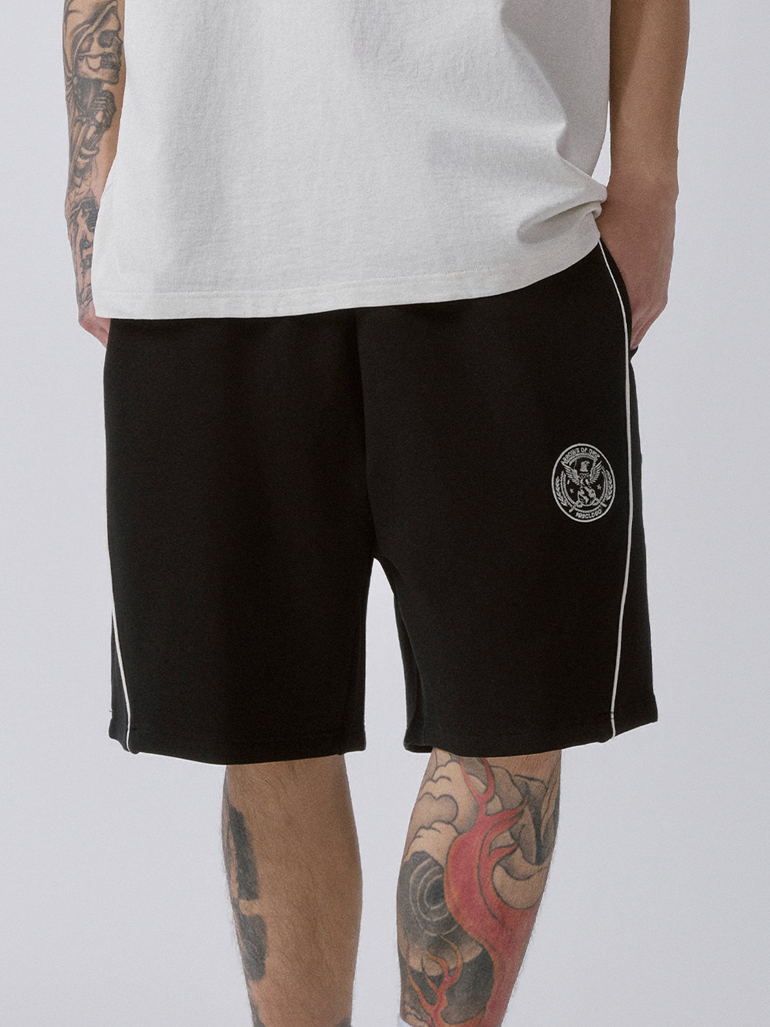 F2CE Cotton Side-Stripe Badge Sport Shorts