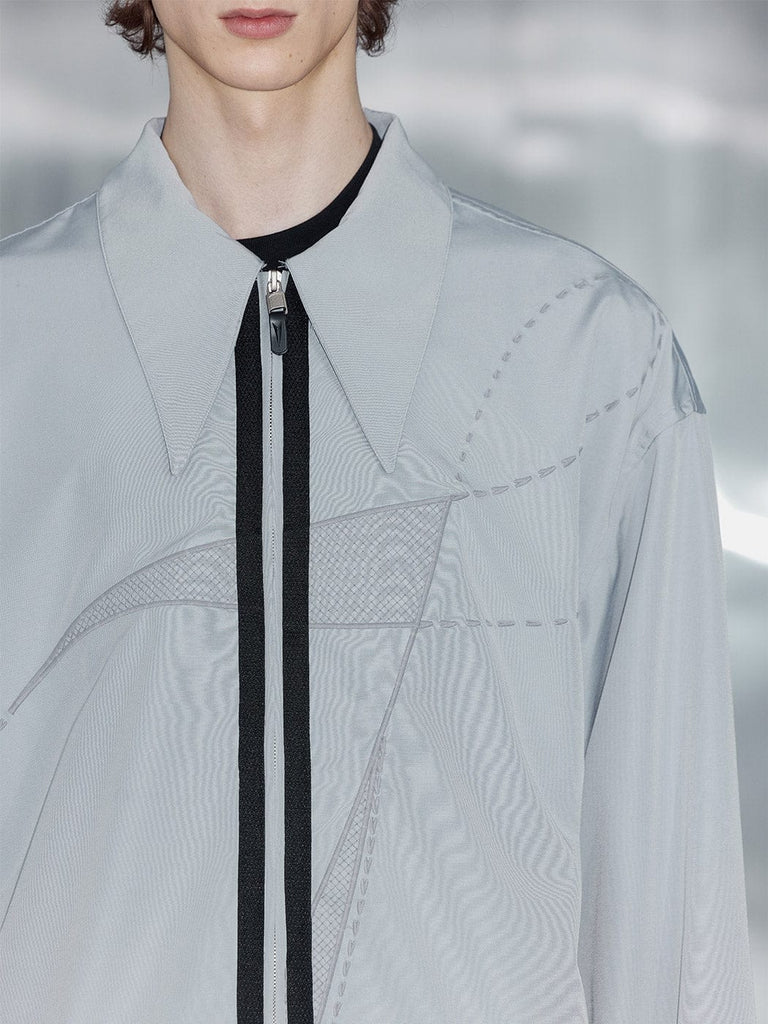 49PERCENT Embroidered Pointy Collar Shirt, premium urban and streetwear designers apparel on PROJECTISR.com, 49PERCENT