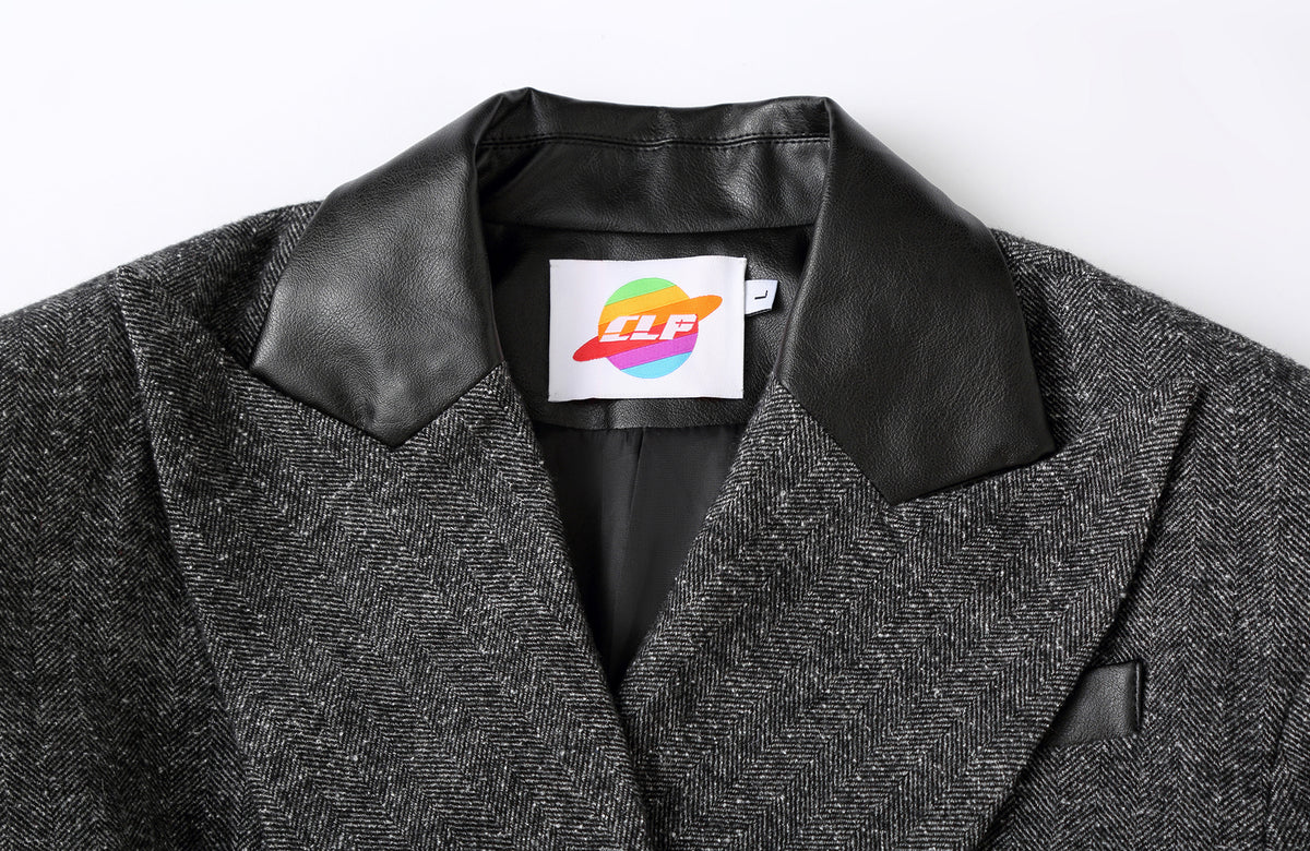CLP Retro Wool-Blend Spliced Oversized Blazer
