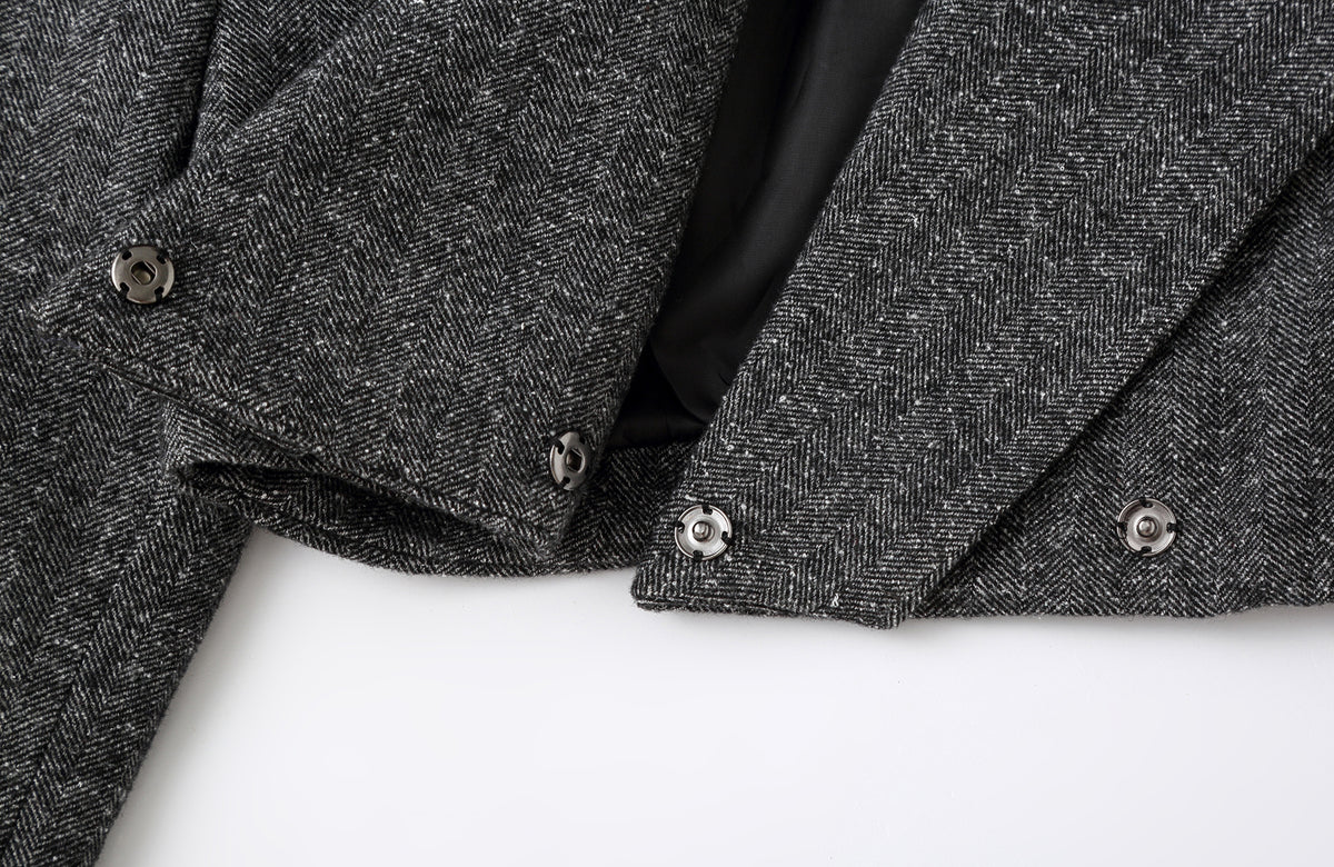 CLP Retro Wool-Blend Spliced Oversized Blazer