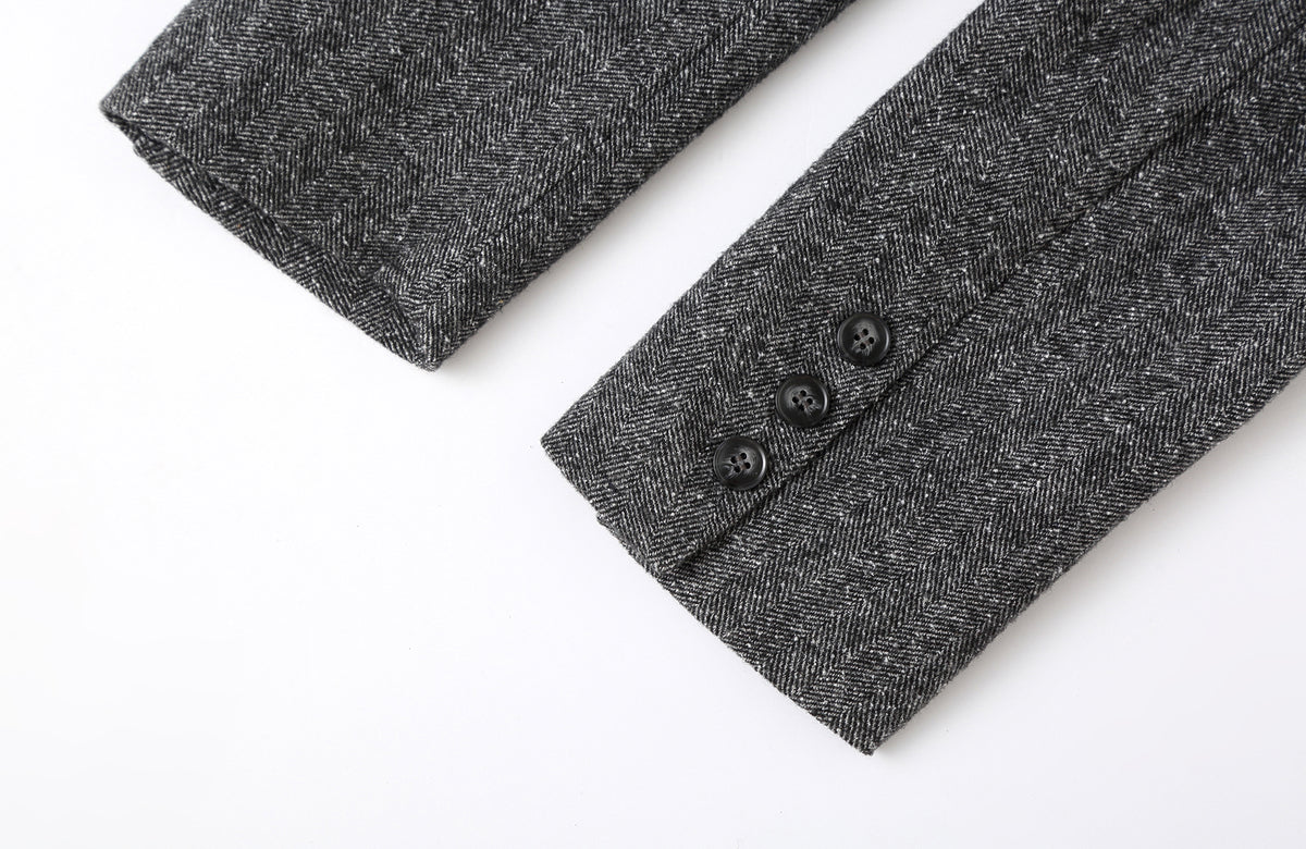 CLP Retro Wool-Blend Spliced Oversized Blazer