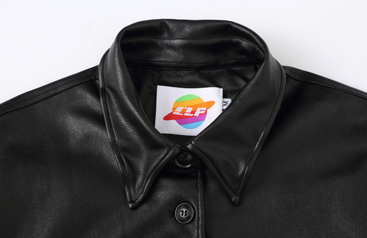 CLP Retro Adjustable-Hem Faux Leather Jacket