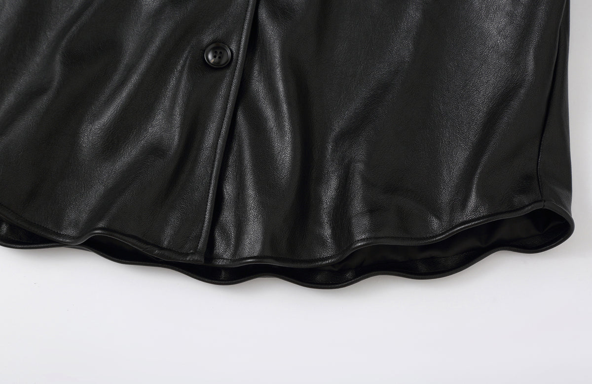 CLP Retro Adjustable-Hem Faux Leather Jacket