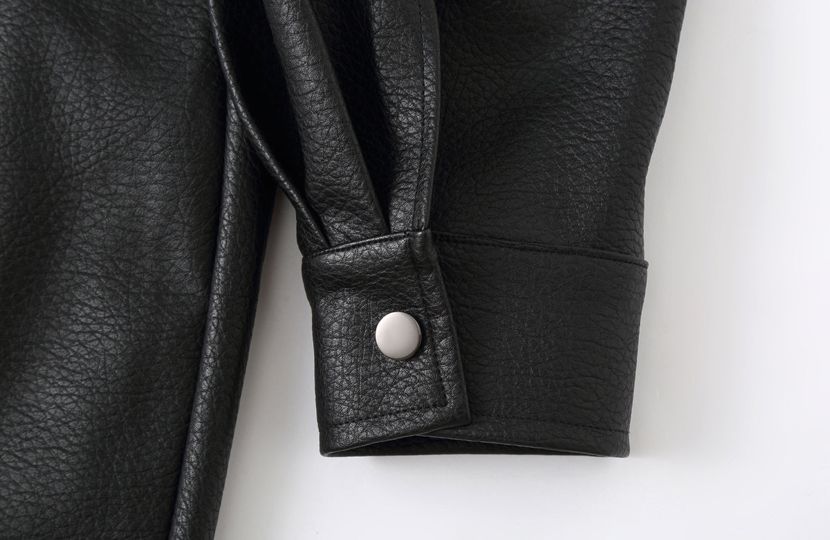 CLP Retro Belted Faux Leather Biker Jacket