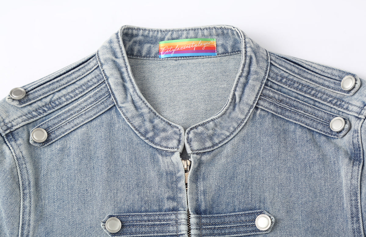CLP Retro Washed Napoleon-Clasp Denim Jacket