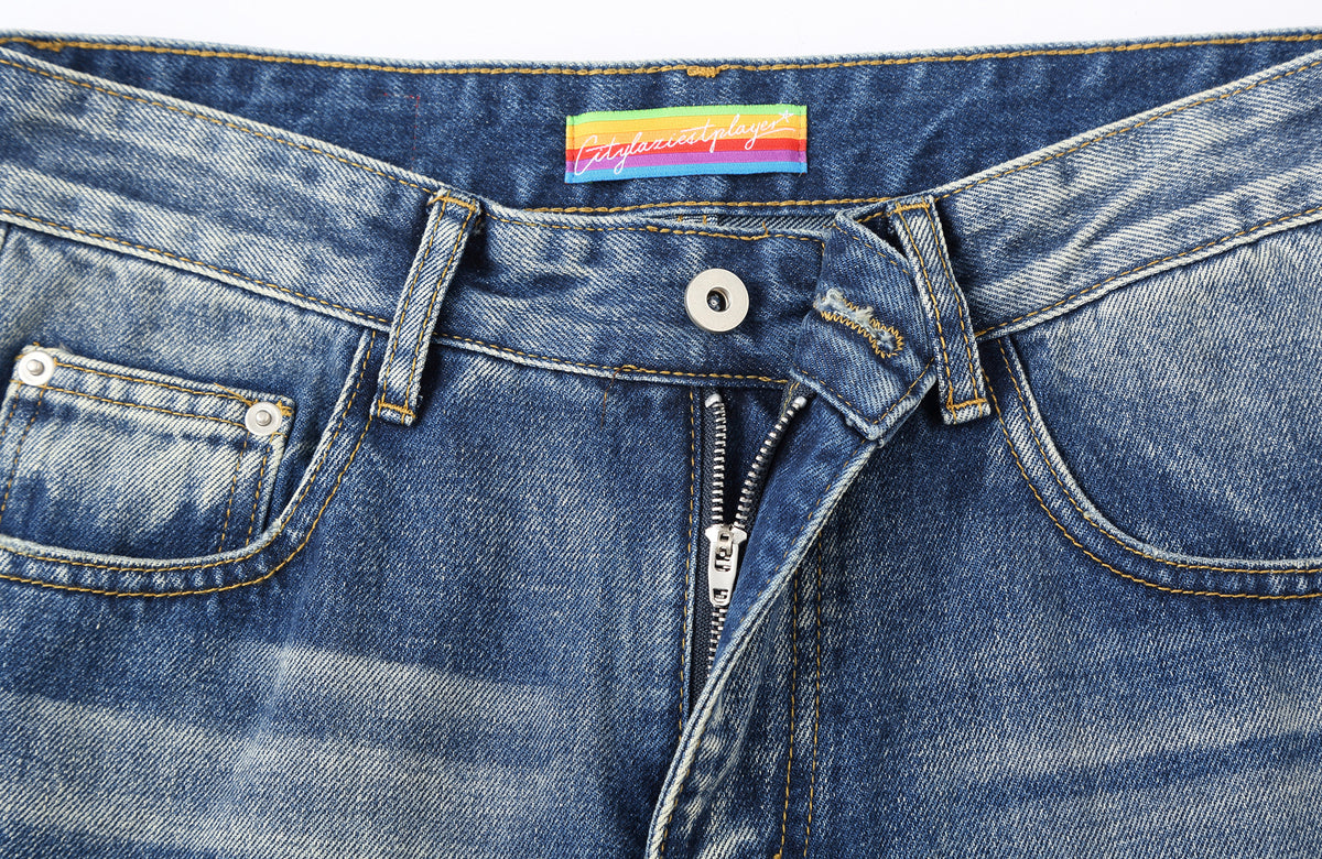 CLP Washed Frayed Flared Jeans
