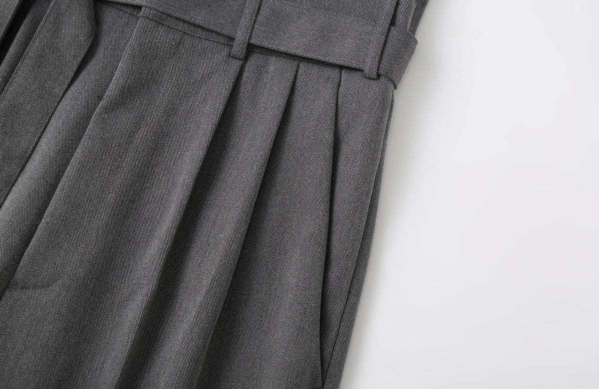 CLP Retro Wide-Leg Belted Trousers