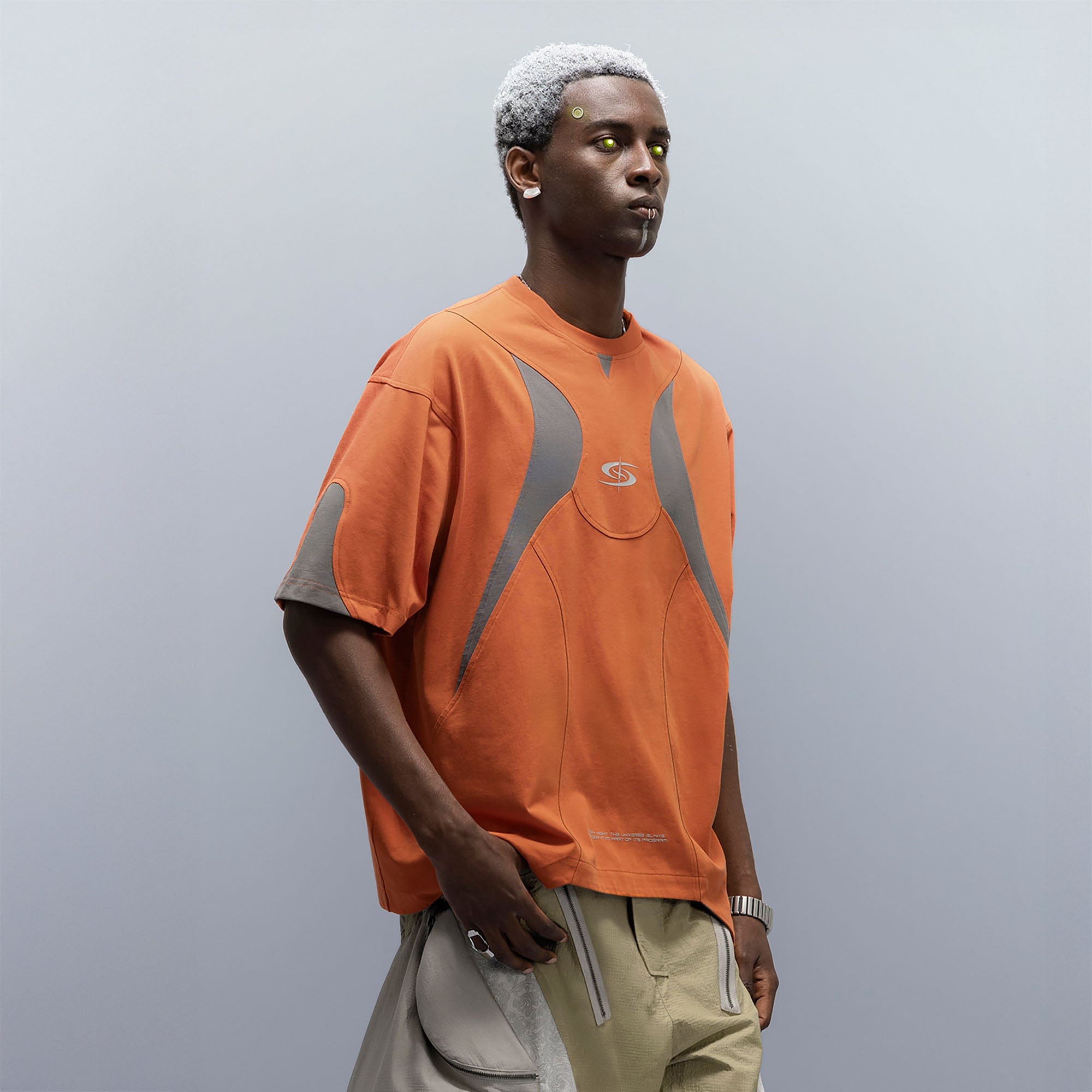 XIPHEVIL Curve Spliced Quick-Dry Sorona T-Shirt Orange