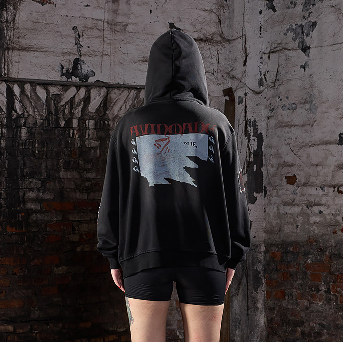 AVINMADE Washed Graphic Zip-Up Hoodie