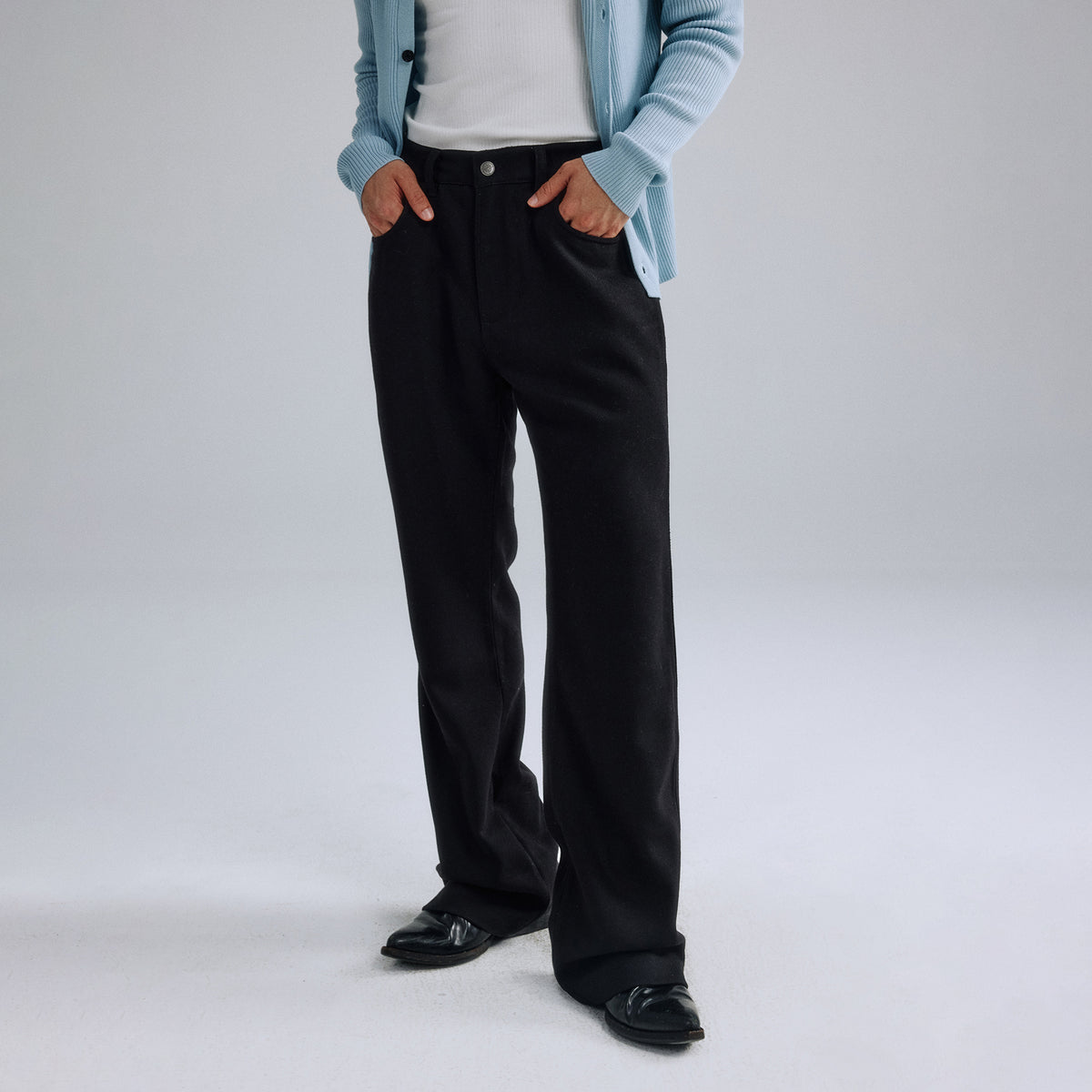 IN EXISTENCE Retro Slim Flared Trousers